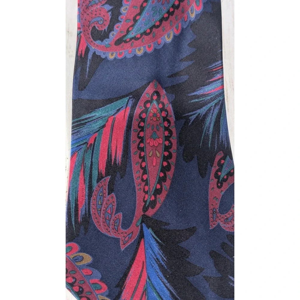 Serica Italy Silk Necktie Mens Paisley Floral Red Blue Vintage‎ 90s